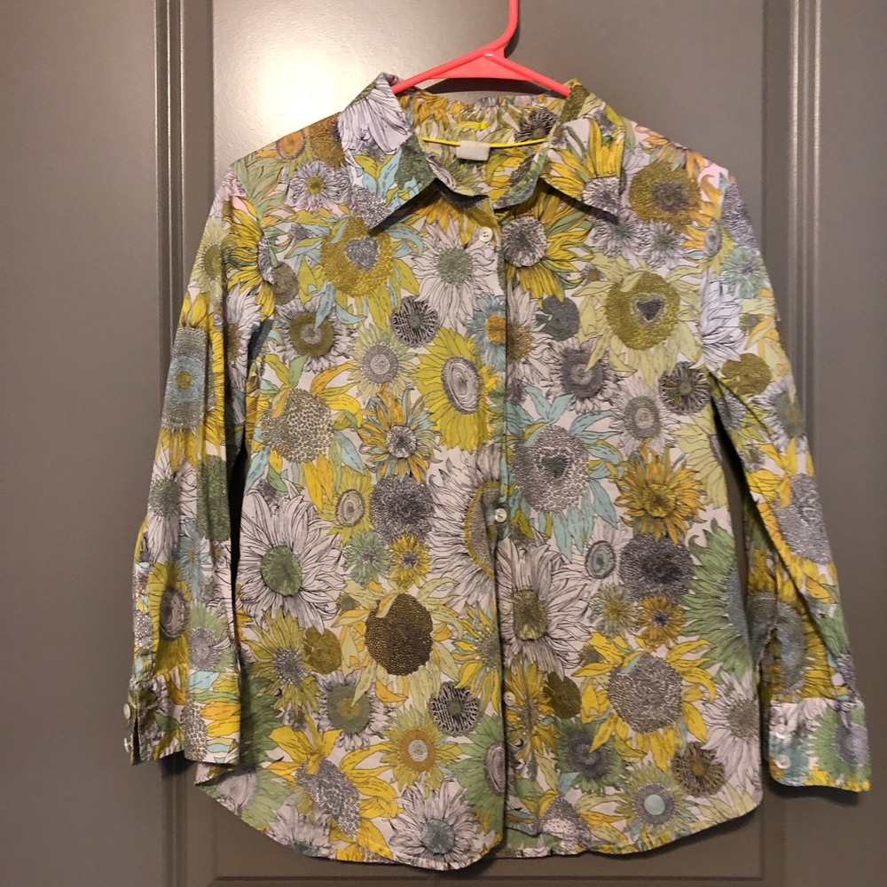 J Crew Retro Floral Print Button Down